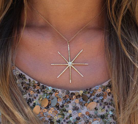 Sea Star Necklace Pendant Elisabeth Bell Jewelry Yellow Gold with Diamond Points  