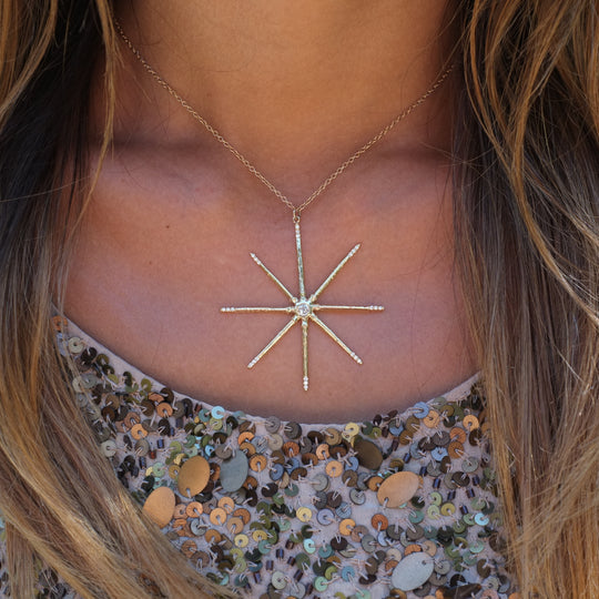 Sea Star Necklace Pendant Elisabeth Bell Jewelry Yellow Gold with Diamond Points  