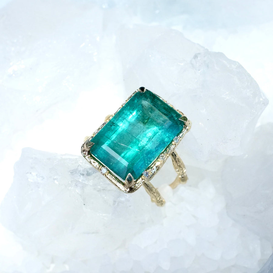 Square Aura Emerald Ring Cocktail Ring Elisabeth Bell Jewelry   