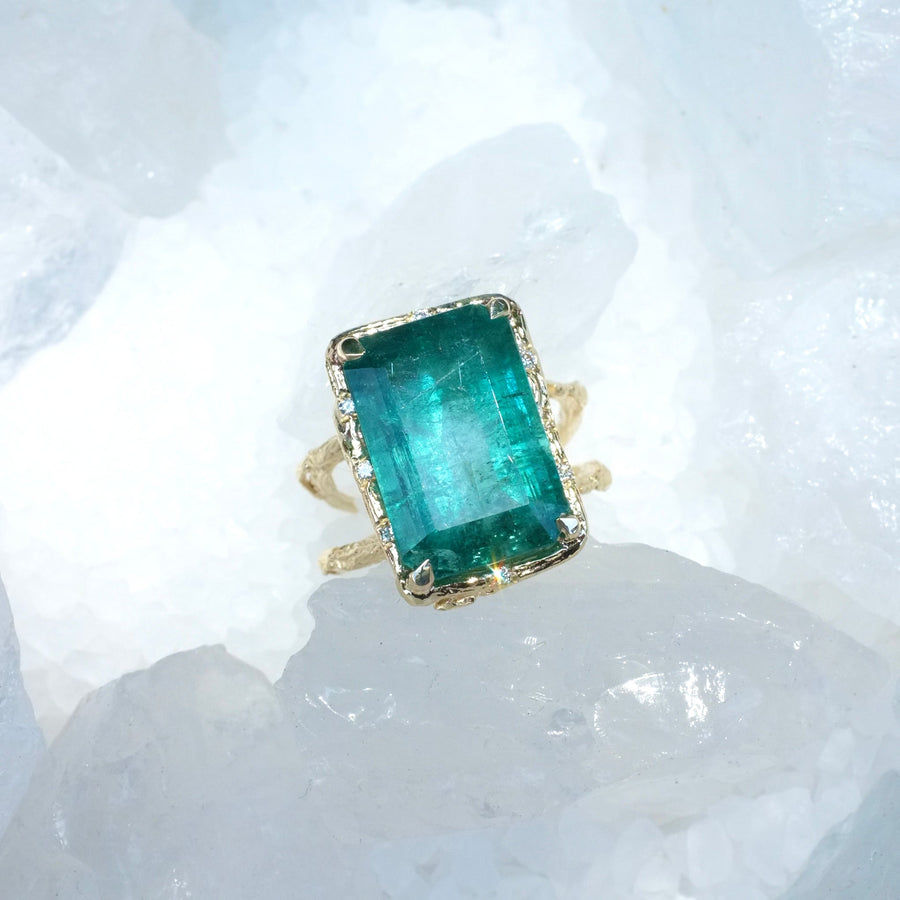 Square Aura Emerald Ring Cocktail Ring Elisabeth Bell Jewelry   