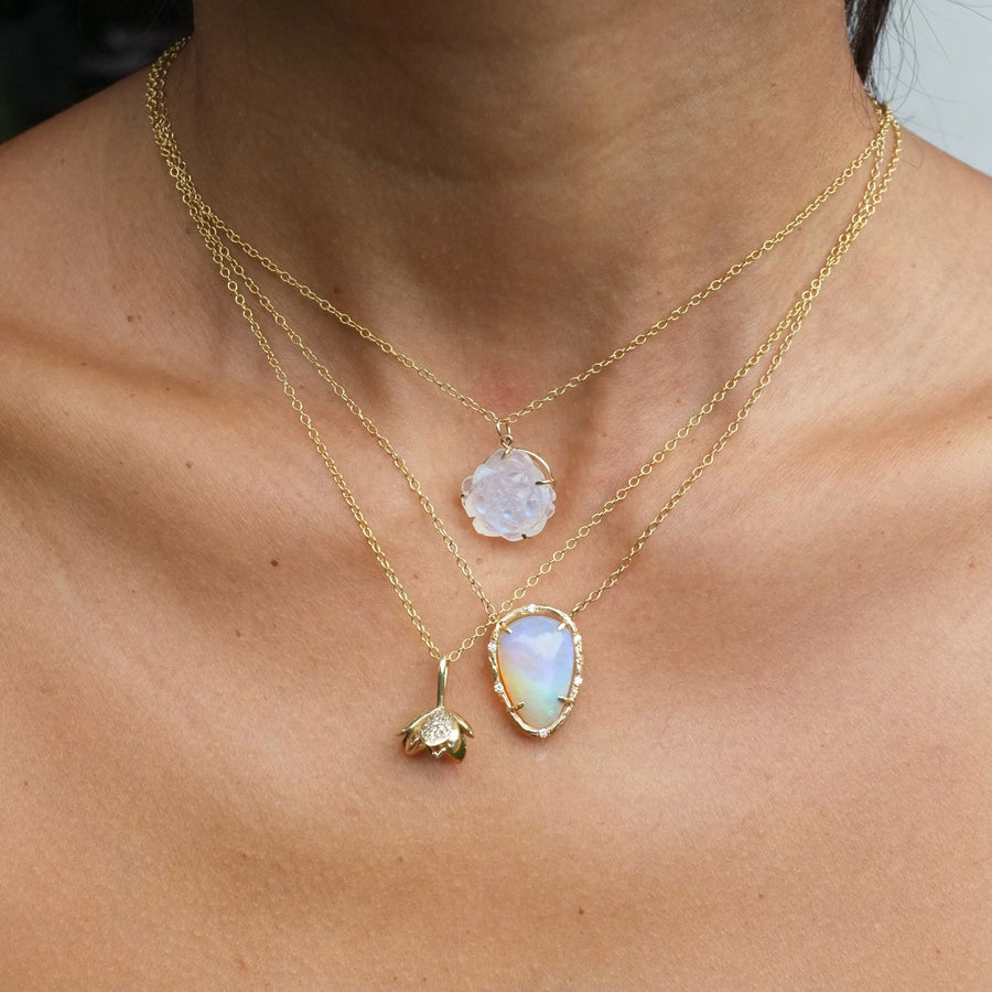 Diamond Succulent Pendant Charm Elisabeth Bell Jewelry   