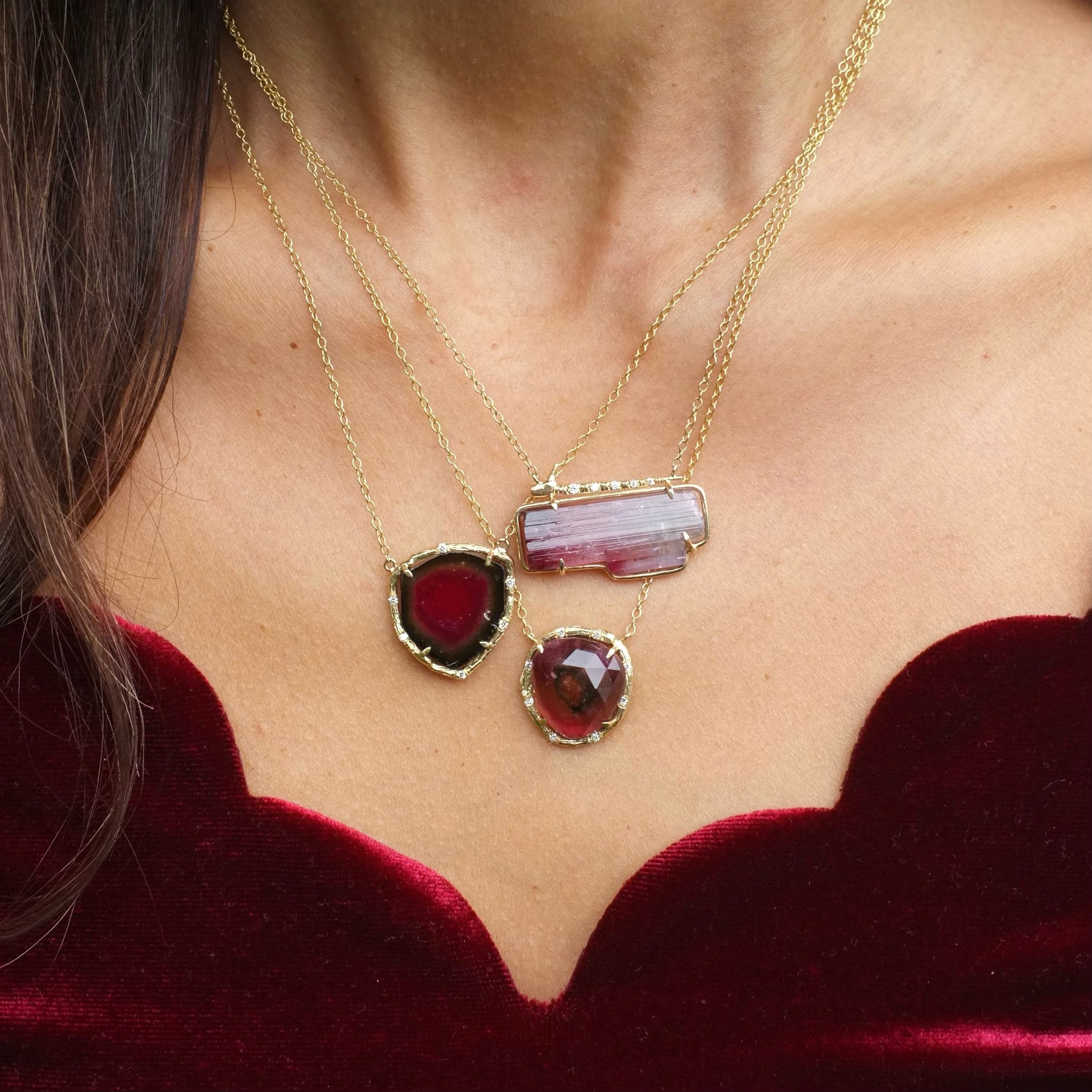 Rosecut Tourmaline Necklace Pendant Elisabeth Bell Jewelry   