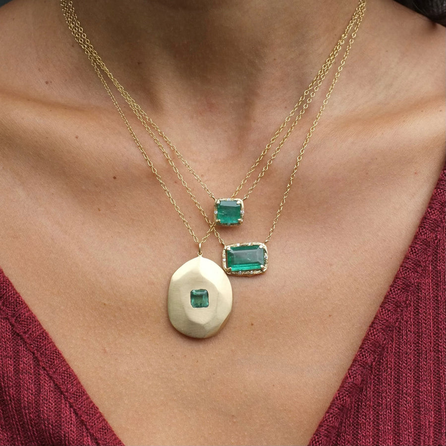 Golden Stone Emerald Pendant Pendant Elisabeth Bell Jewelry   