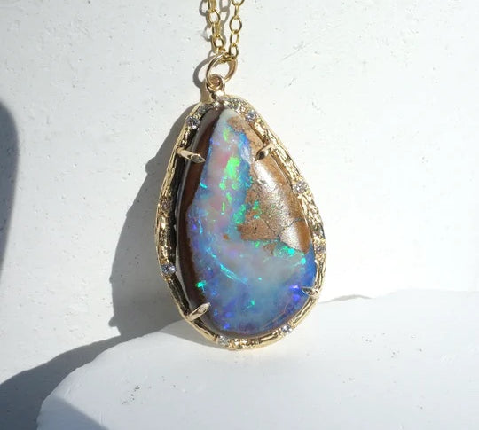 Opal Tide Necklace Pendant Elisabeth Bell Jewelry   