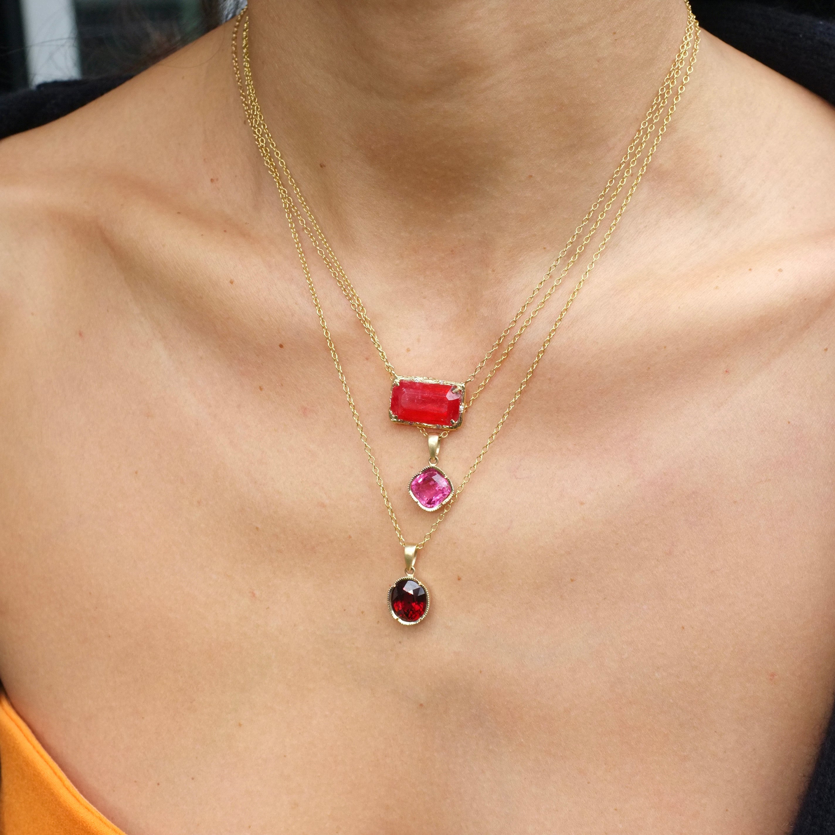 Red Rhodonite Necklace Pendant Elisabeth Bell Jewelry   