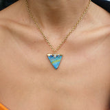 Triangle Opal Necklace Pendant Elisabeth Bell Jewelry   