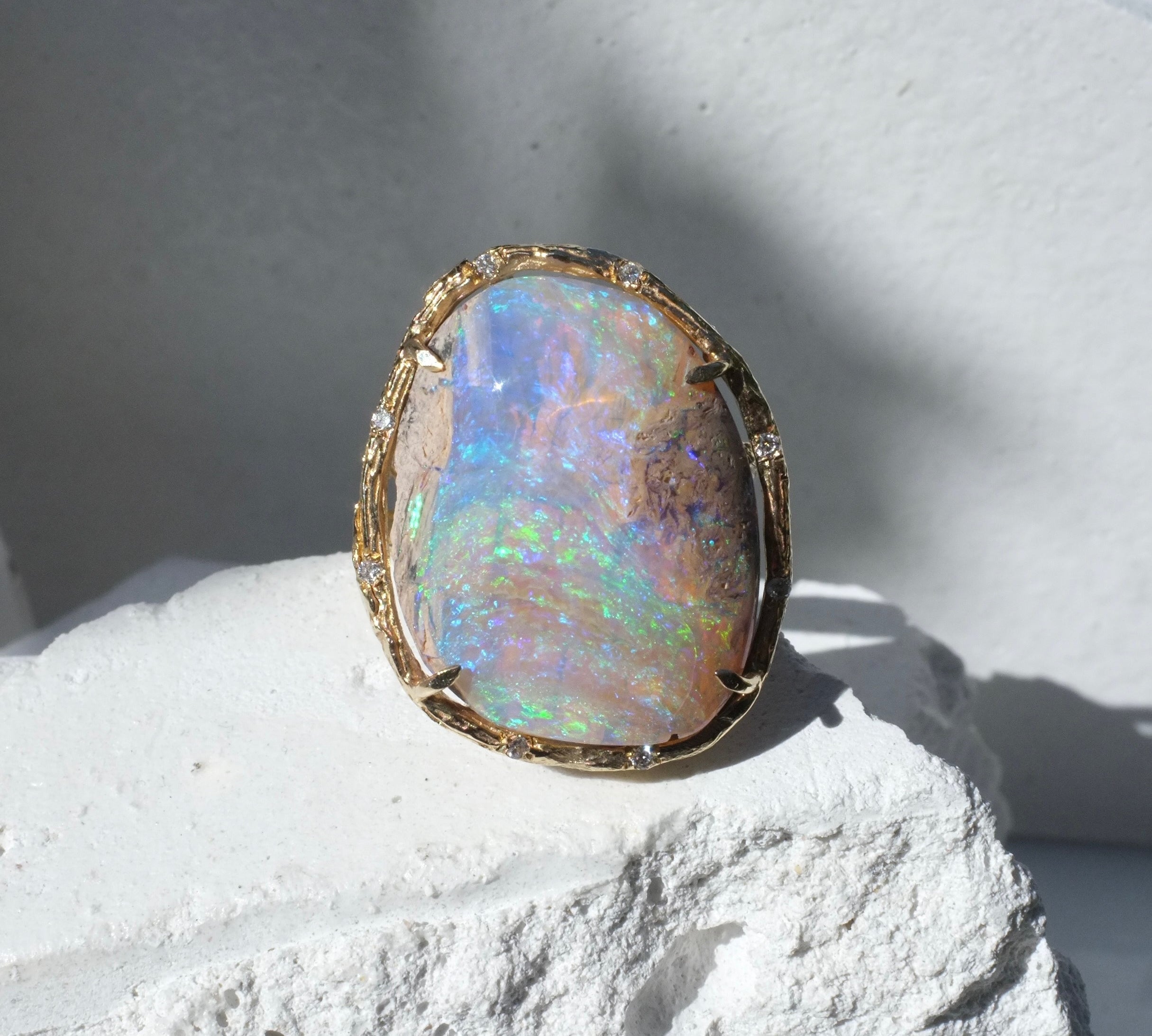 Pastel Opal Ring Cocktail Elisabeth Bell Jewelry   