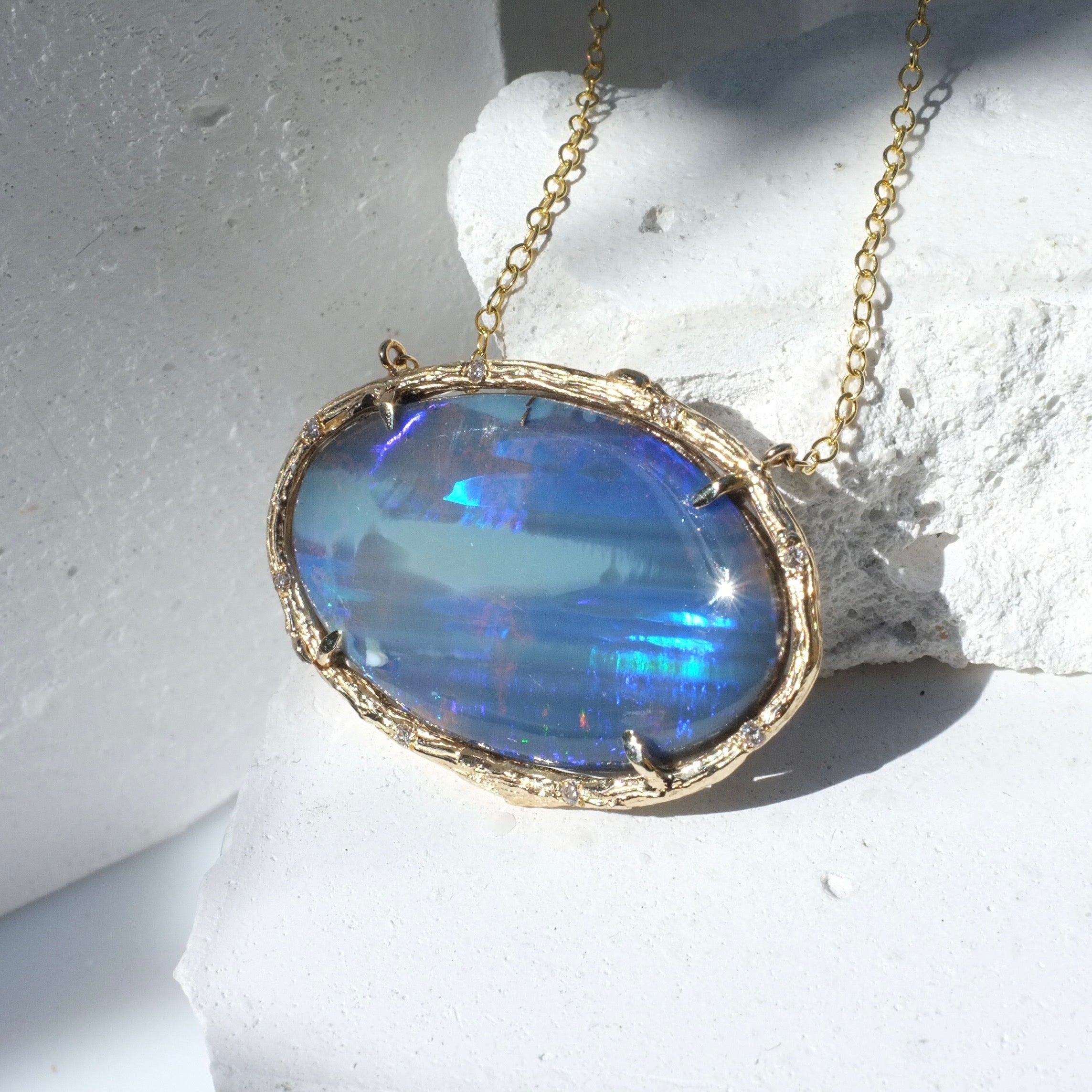 Storm Opal Necklace Pendant Elisabeth Bell Jewelry   