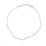 Tourmaline Aquamarine Diamond Beaded Necklace