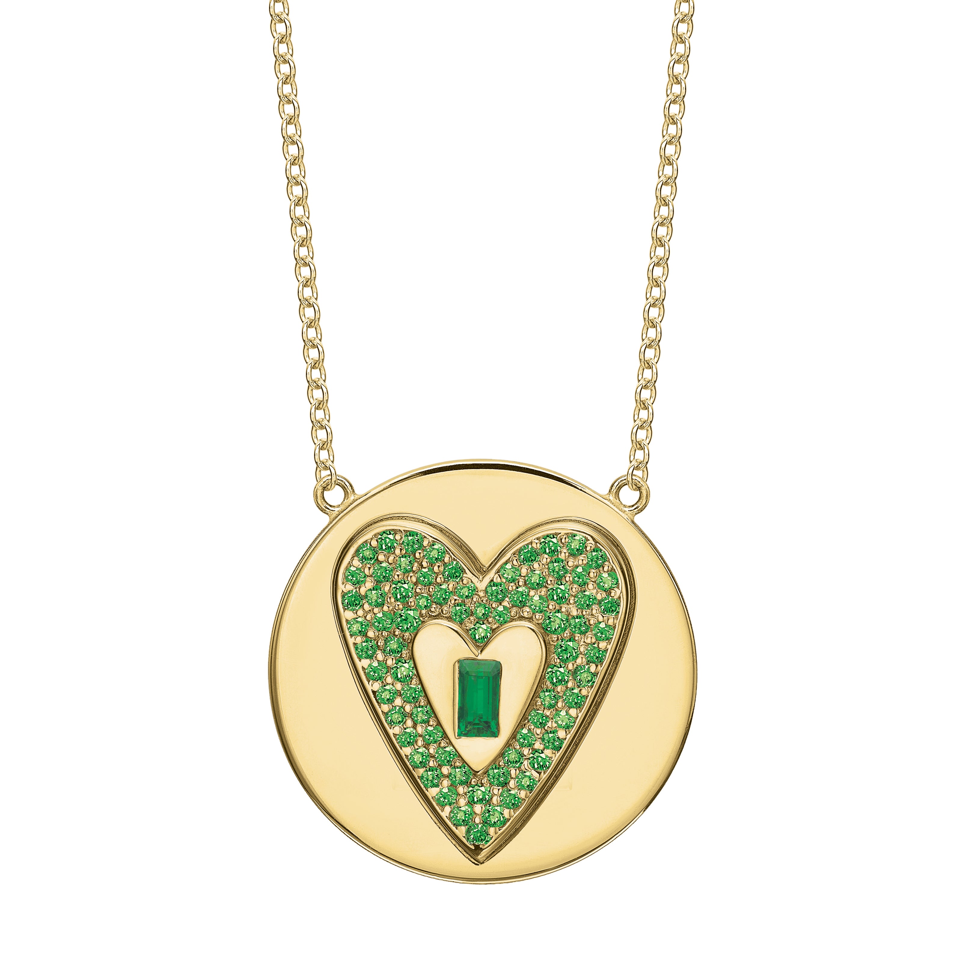Golden Hearts Pavé Emerald Token Pendant Tracee Nichols   