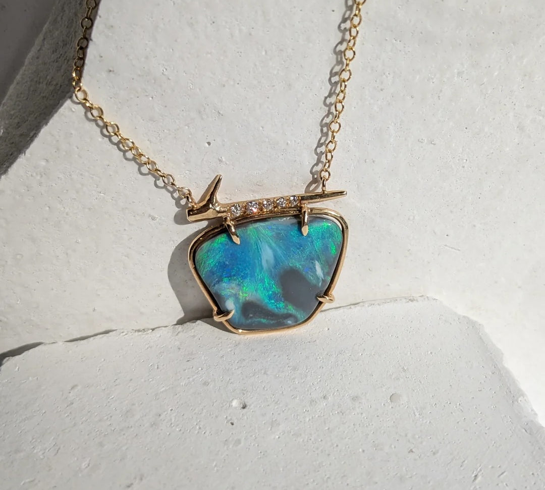 Nebula Opal Thorn Necklace Pendant Necklace Elisabeth Bell Jewelry