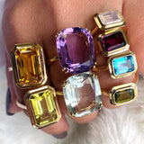 Emerald-Cut Double-Bezel Ring Cocktail Ring Goshwara   