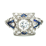 Antique 1920s Sapphire Diamond Art Deco Ring Statement Ring Roseark Vintage