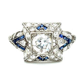 Antique 1920s Sapphire Diamond Art Deco Ring Statement Ring Roseark Vintage