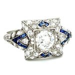 Antique 1920s Sapphire Diamond Art Deco Ring Statement Ring Roseark Vintage