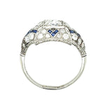Antique 1920s Sapphire Diamond Art Deco Ring Statement Ring Roseark Vintage