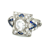 Antique 1920s Sapphire Diamond Art Deco Ring Statement Ring Roseark Vintage