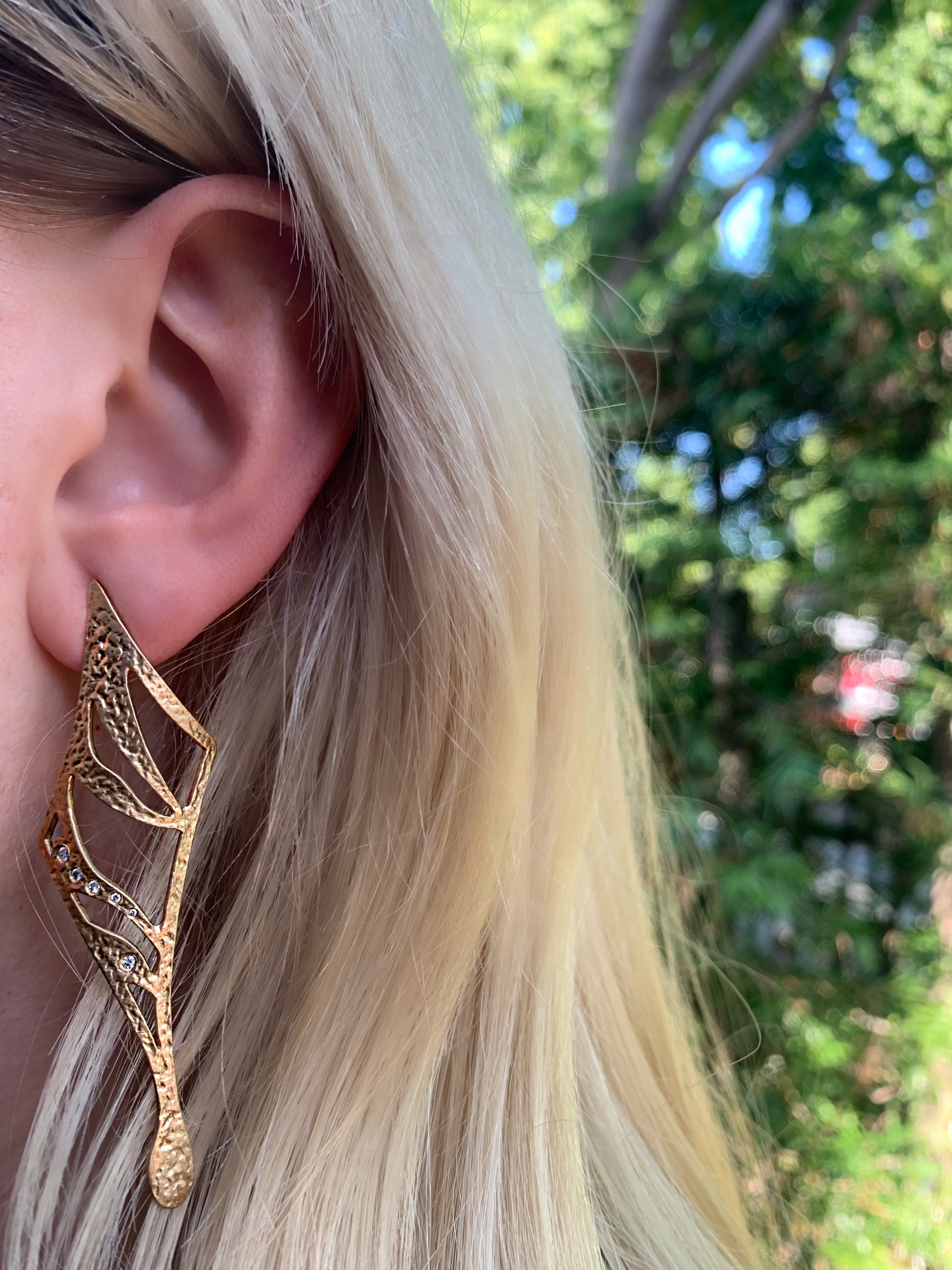 Golden Moth Earrings Statement Svetlana Lazar   