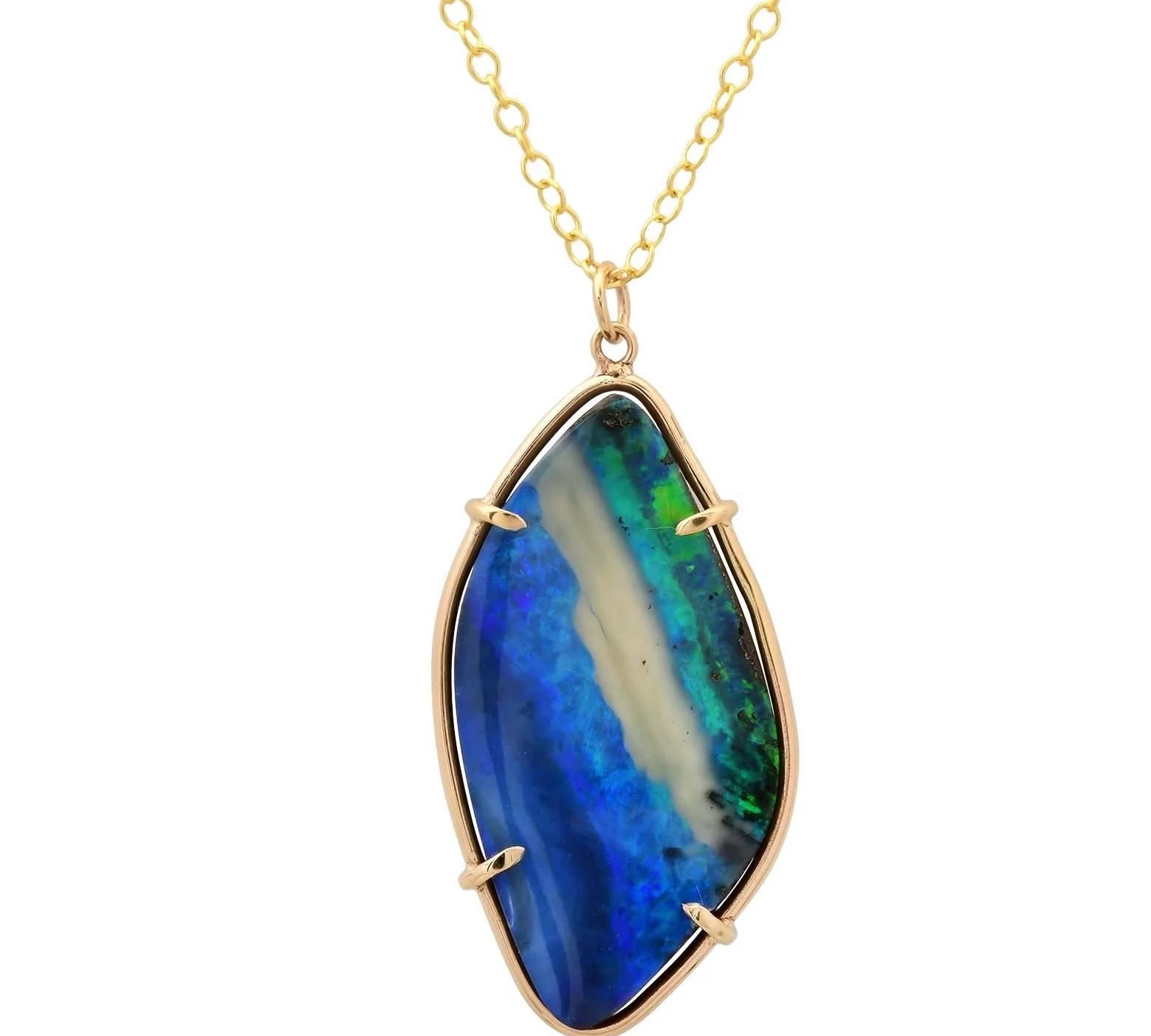 Blue Storm Opal Necklace Pendant Necklace Elisabeth Bell Jewelry