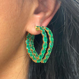 Heart Shape Emerald Earrings Hoops Goshwara   
