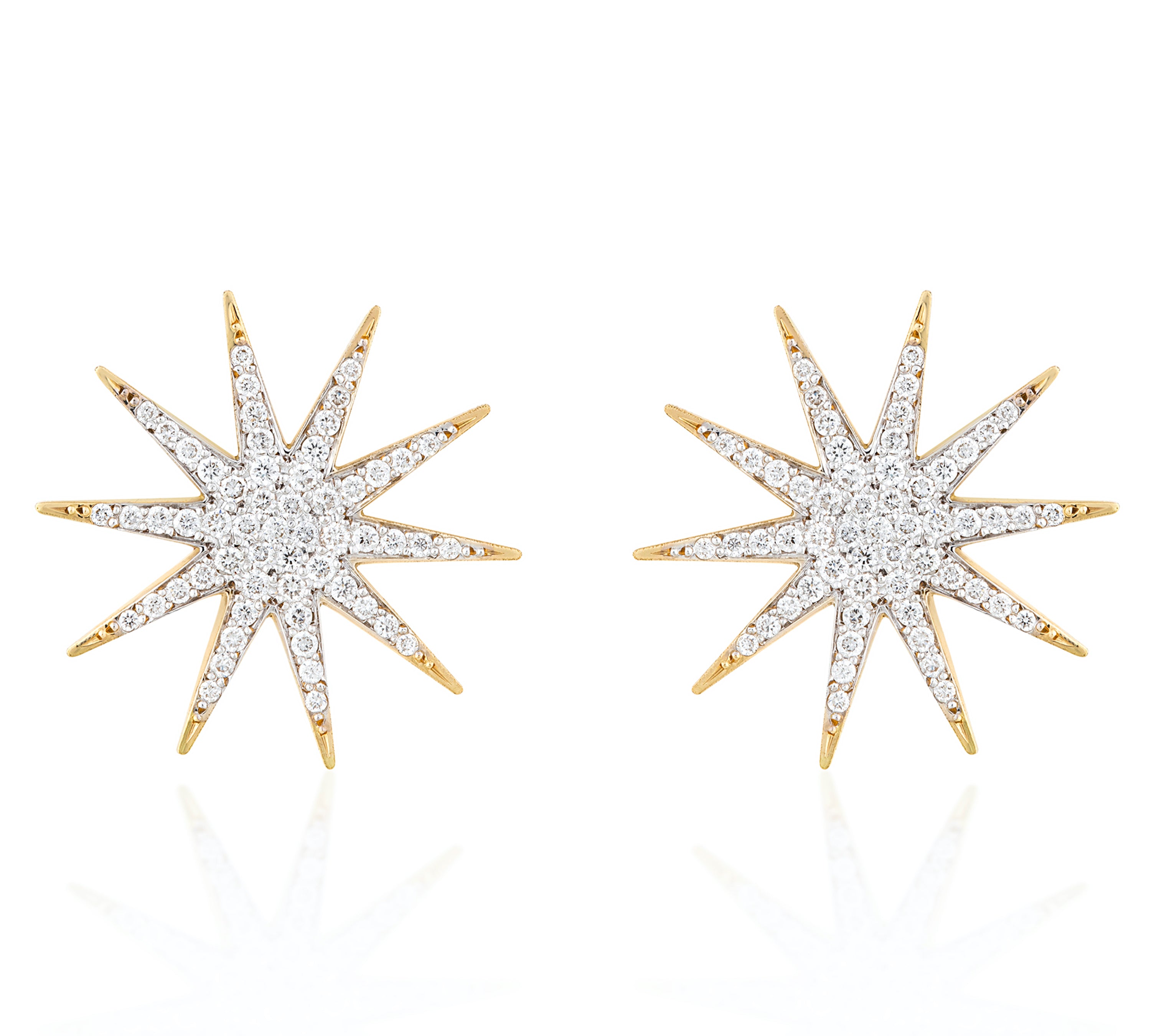 10-Ray Sparkle Diamond Earrings Stud Falamank   