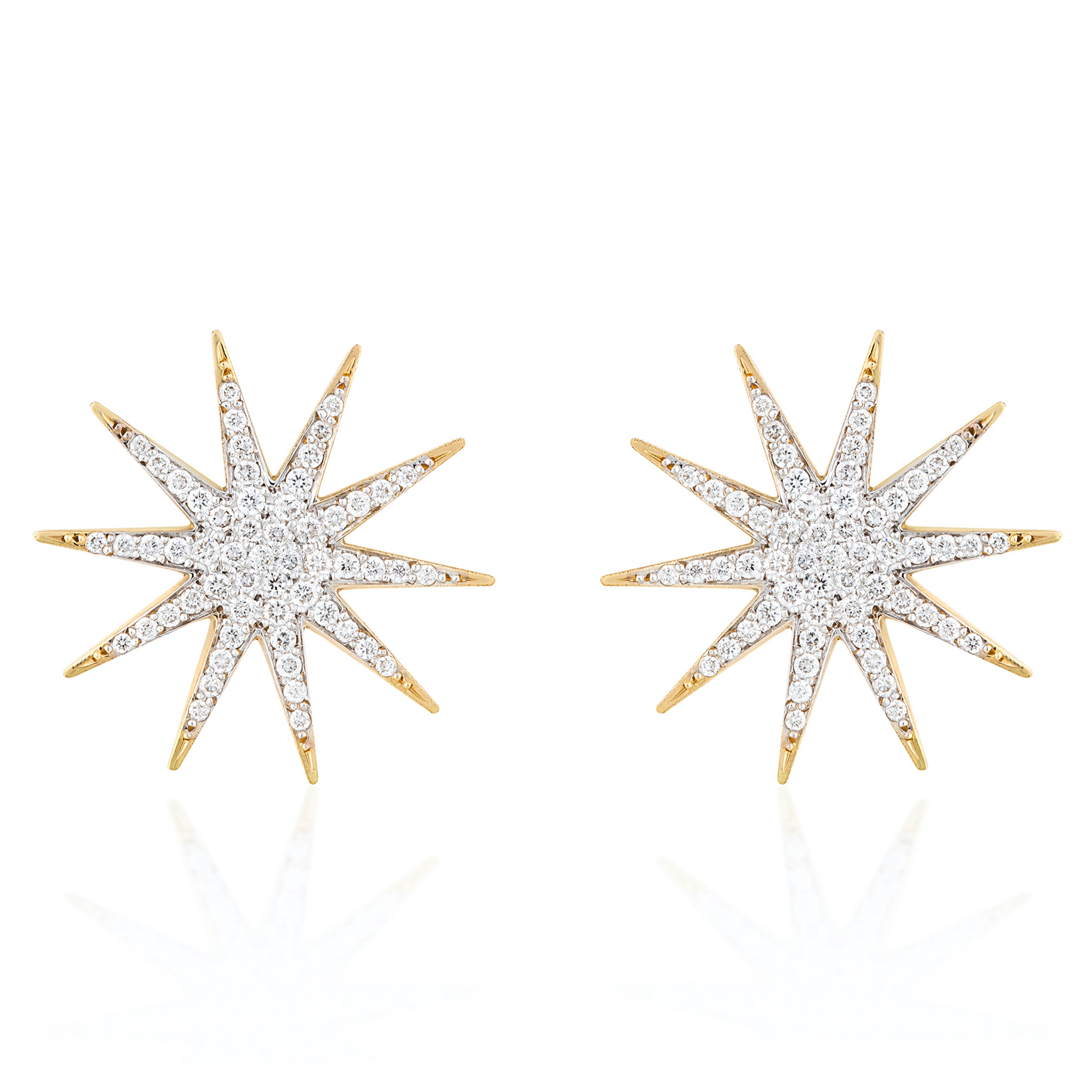 10-Ray Sparkle Diamond Earrings Stud Falamank   