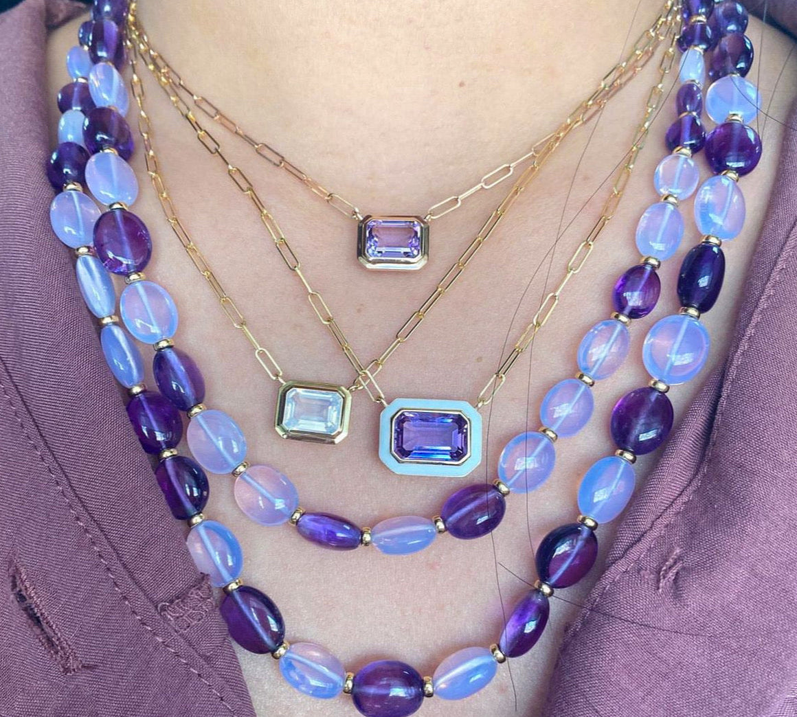 East-West Citrine Enamel Pendant Necklace Pendant Necklace Goshwara