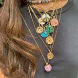 Large Malachite Zodiac Necklace Pendant Helena Rose Jewelry Gemini - Dynamic and Kind  