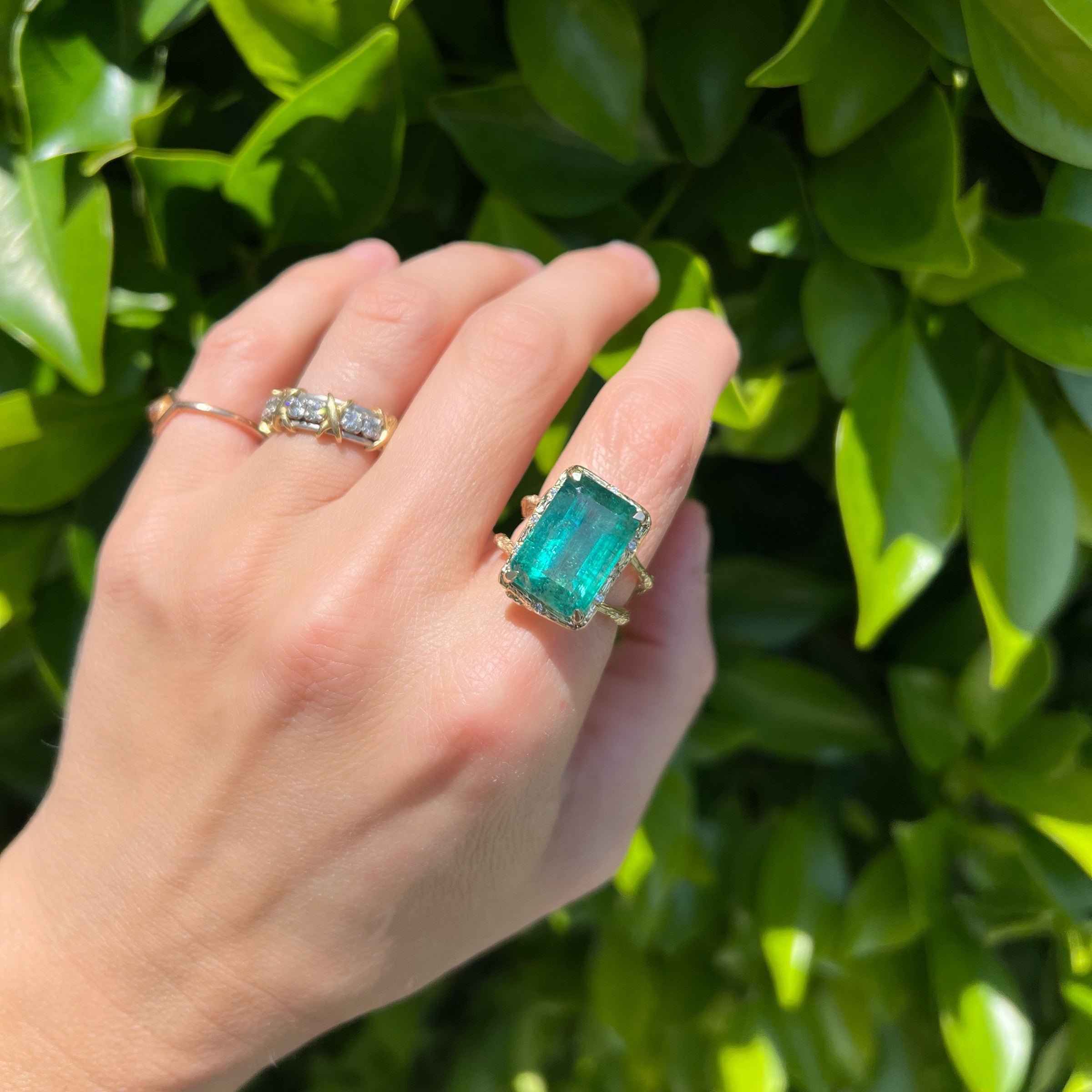 Aura Emerald Ring Cocktail Elisabeth Bell Jewelry   