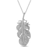 Large Feather Necklace Pendant Elisabeth Bell Jewelry White Gold  