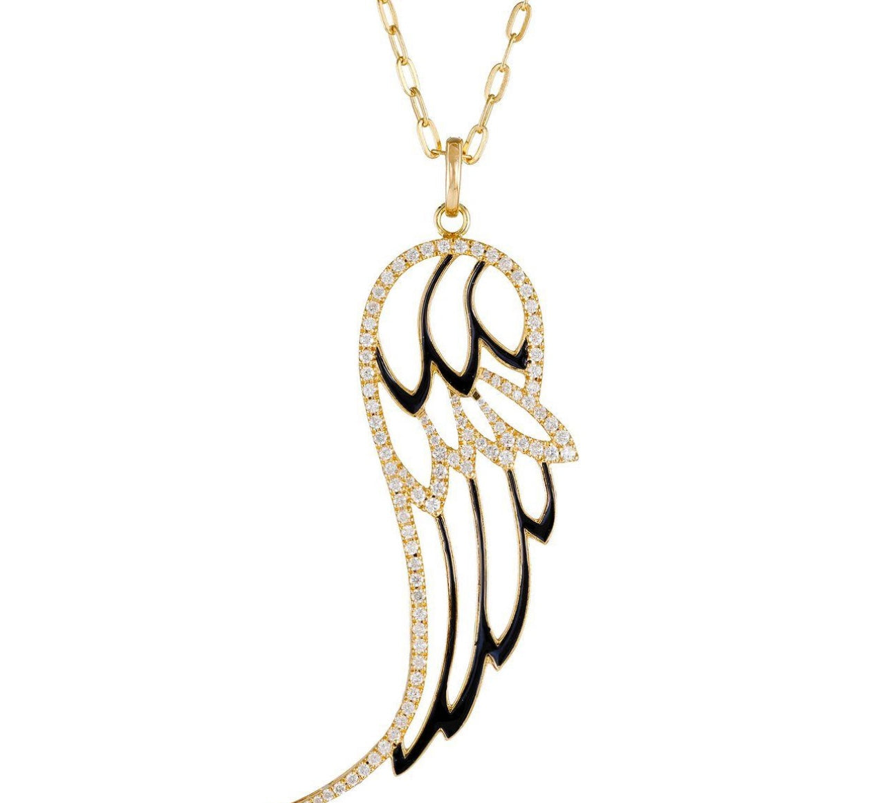 Enamel Diamond Angel Wing Necklace Necklace Hanut Singh   