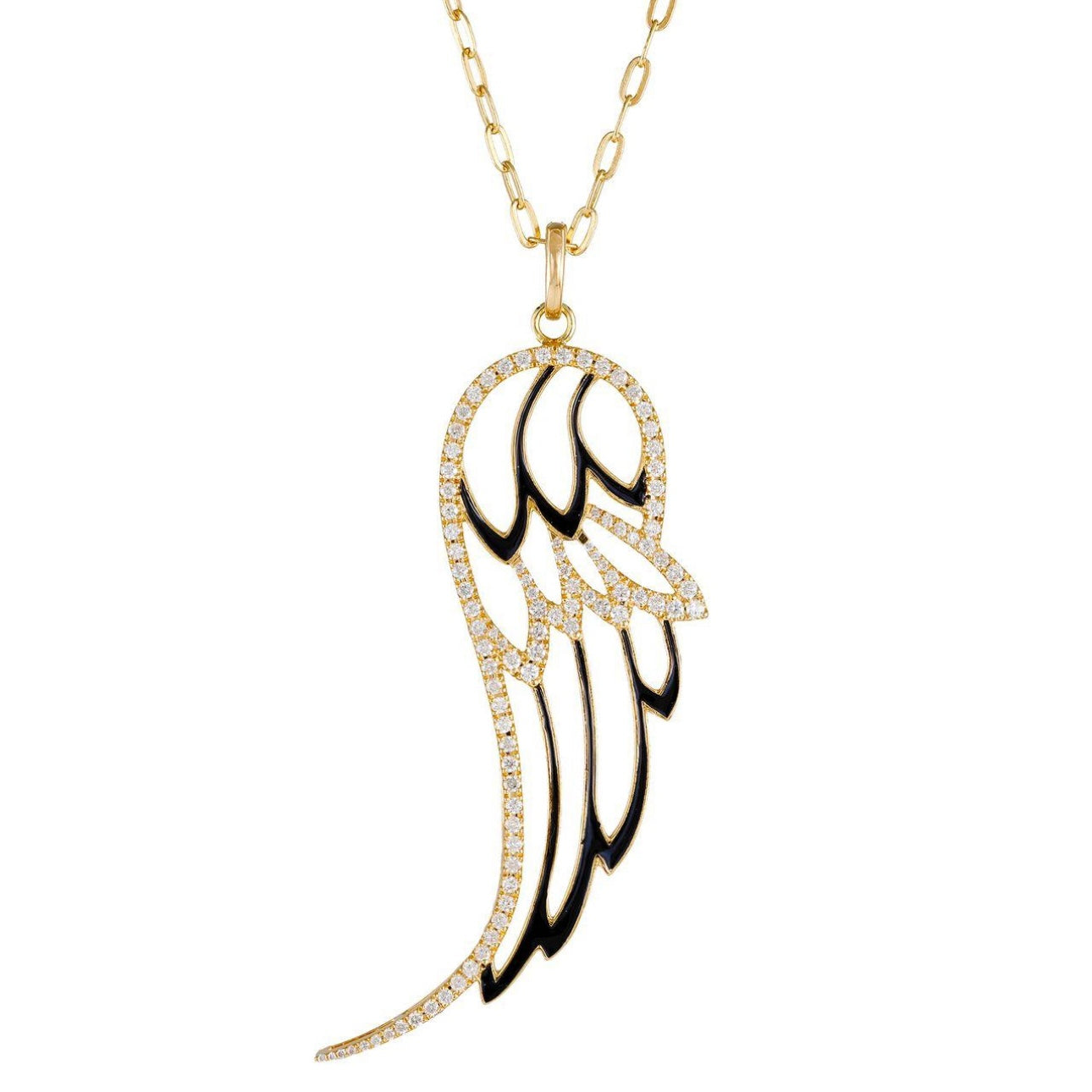 Enamel Diamond Angel Wing Necklace Necklace Hanut Singh   