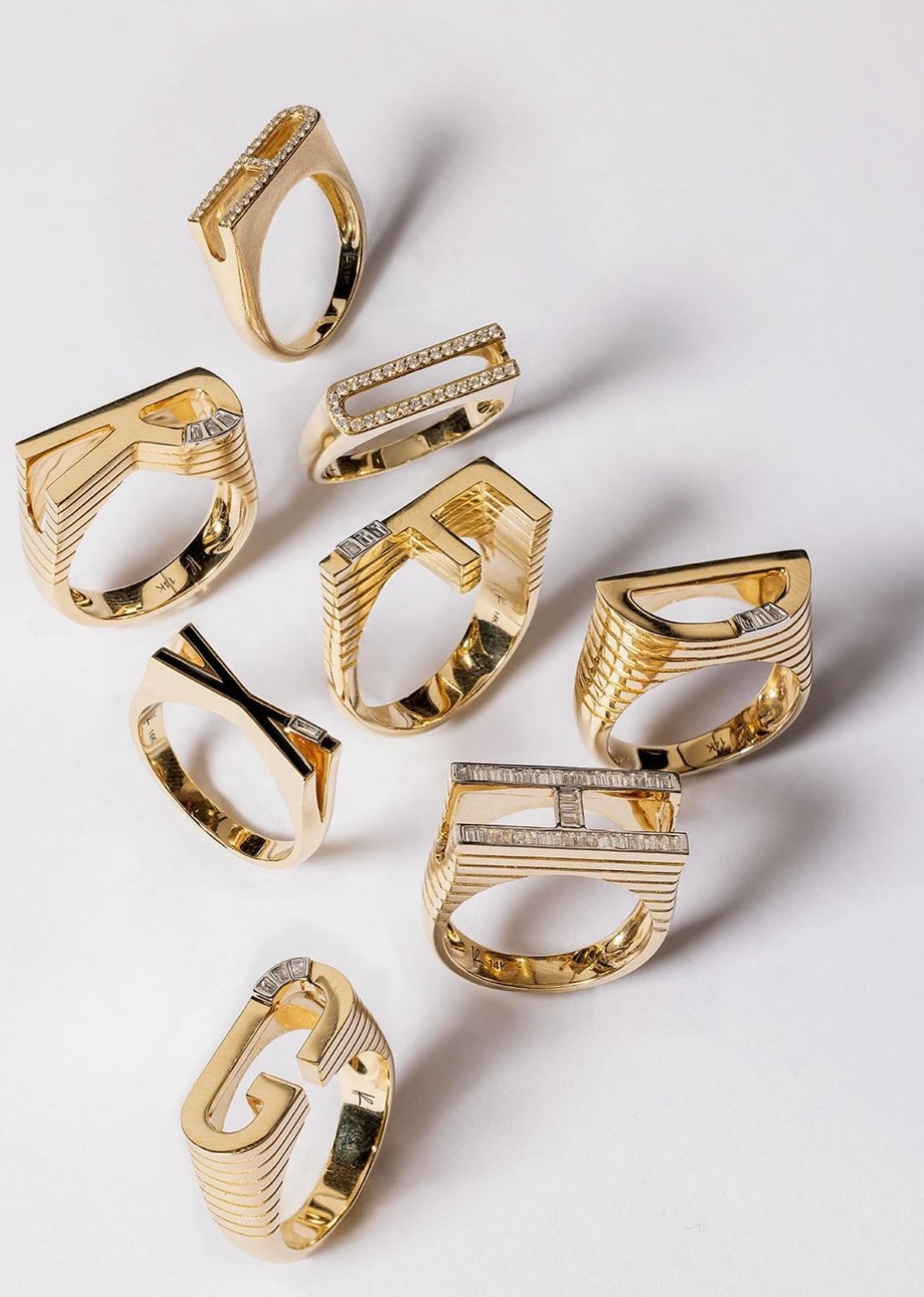 Grandsize Full Diamond Initial Ring Rings Helena Rose Jewelry   