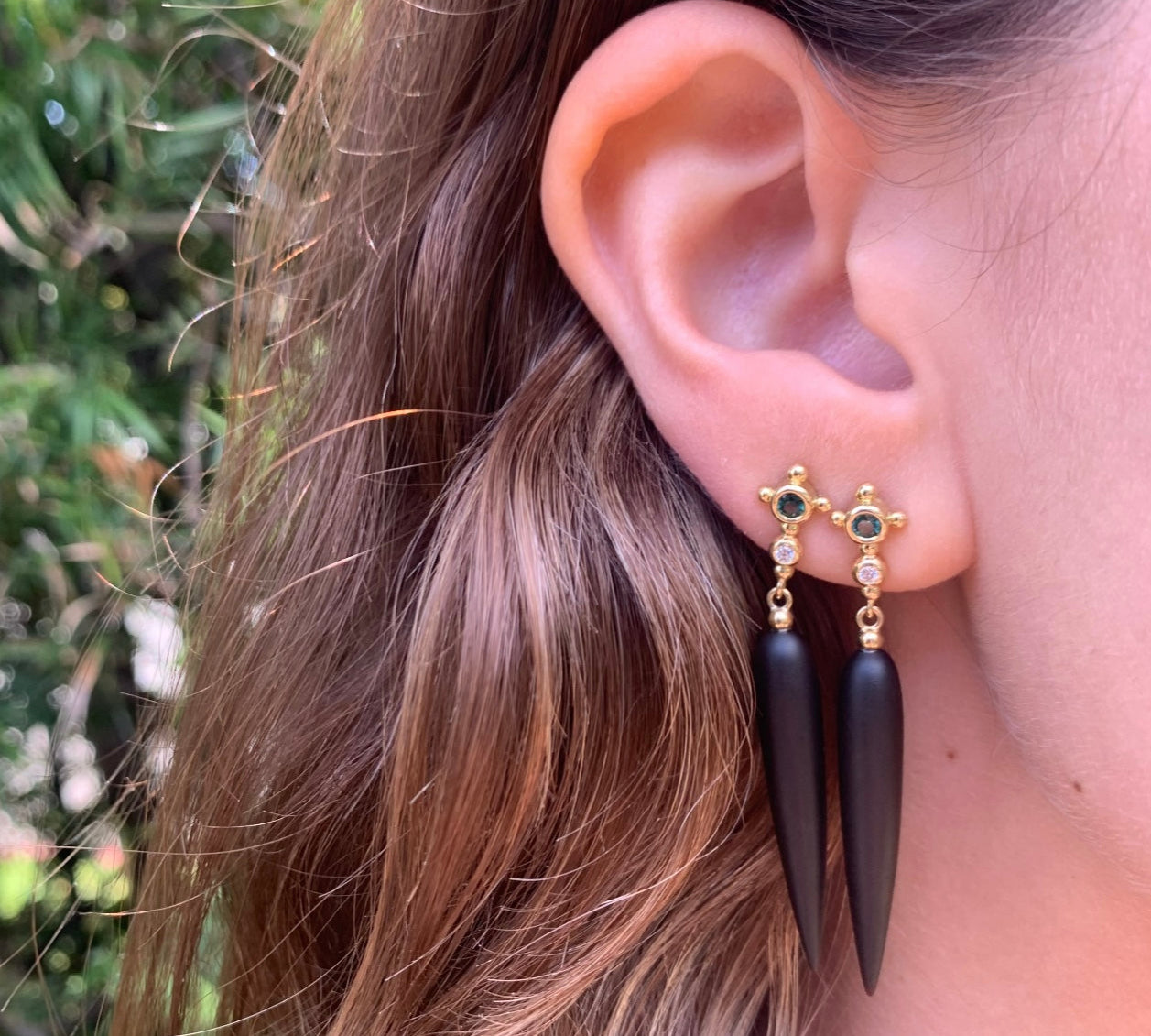 Scepter Black Agate Earrings Drop Earrings Svetlana Lazar   