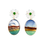 Landscape Agate Earrings with Quartz Flower Earrings Guita M   