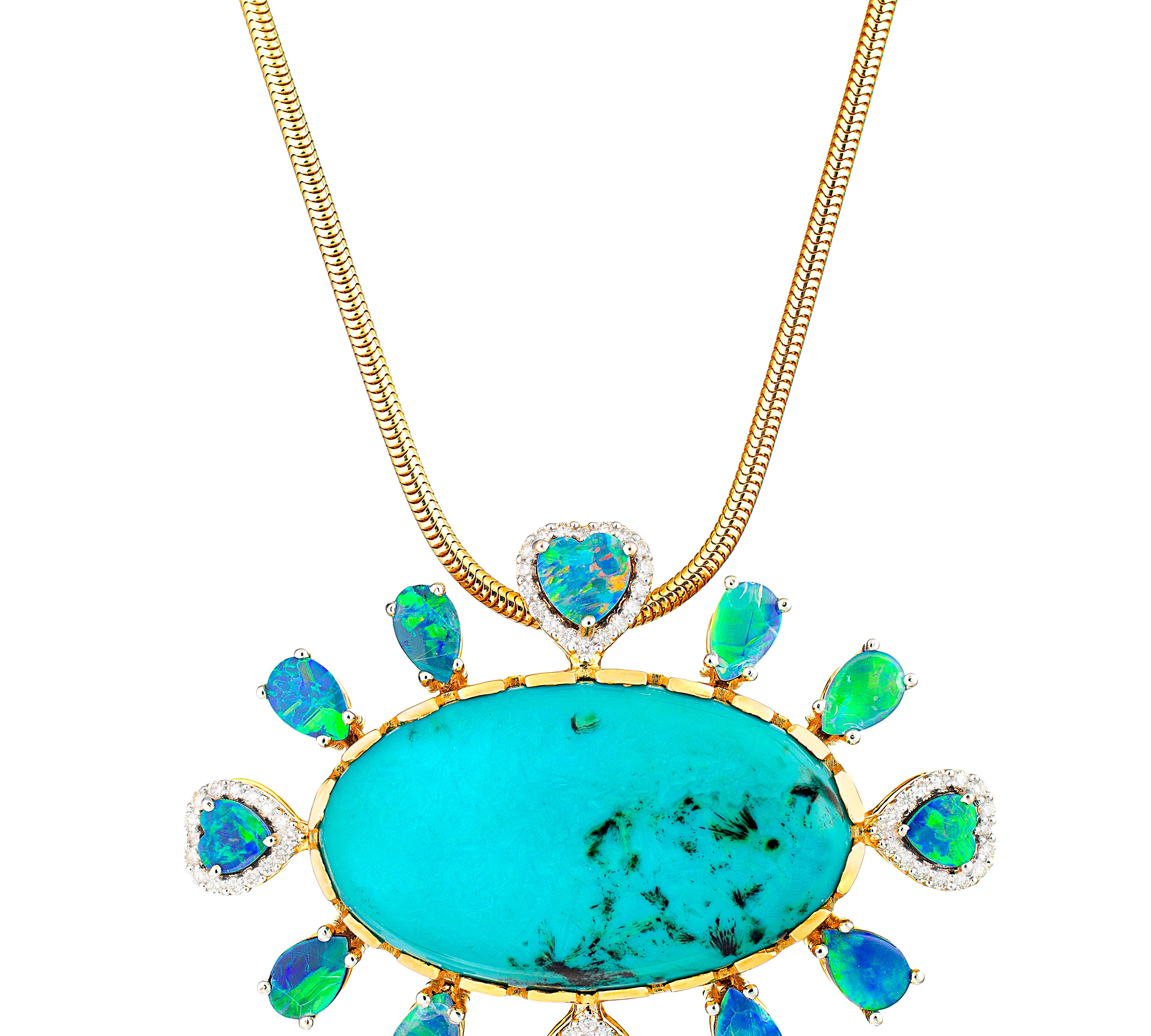 Gem Silica Opal Pendant Necklace Necklace Guita M   