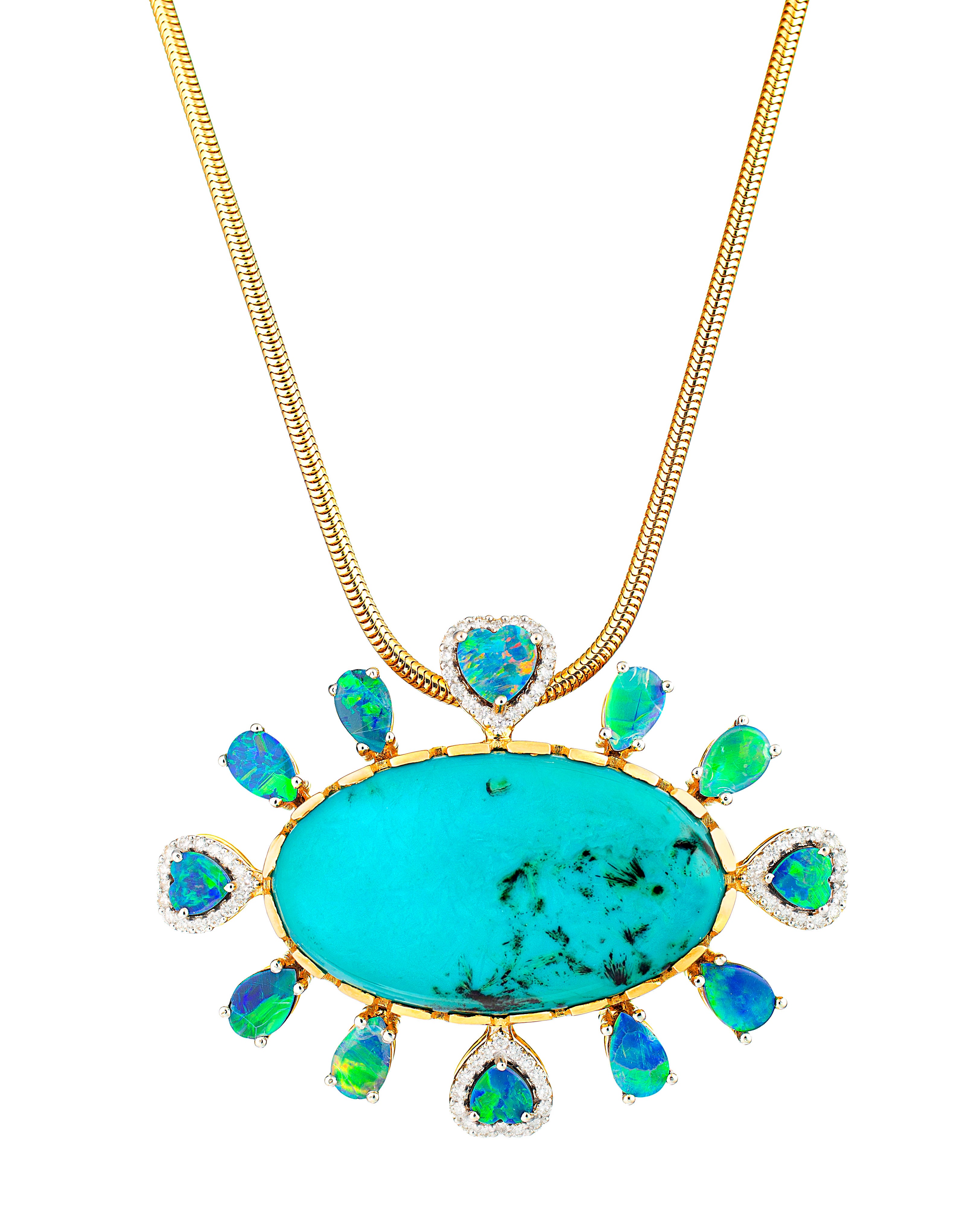 Gem Silica Opal Pendant Necklace Necklace Guita M   