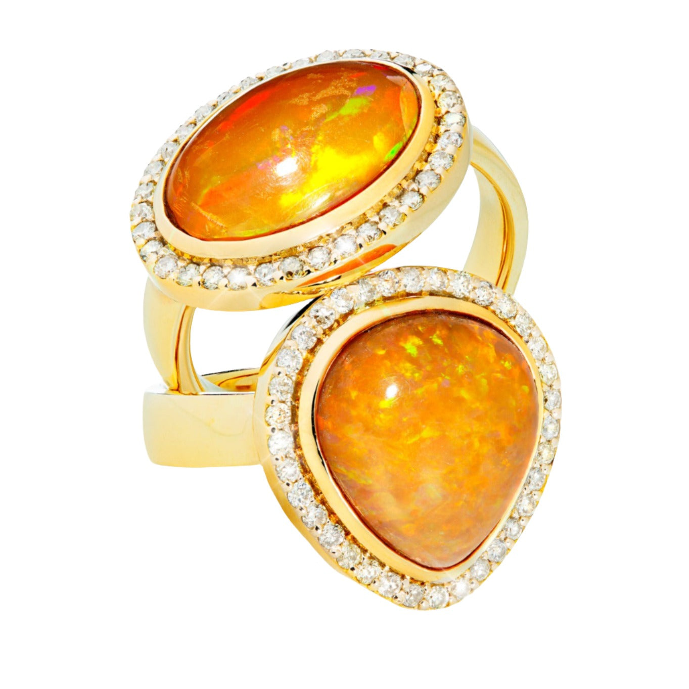 Oval Opal Ring with Diamonds Rings Guita M   