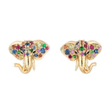 Multi-Sapphire Onyx Elephant Earring Studs Stud Earrings Goshwara