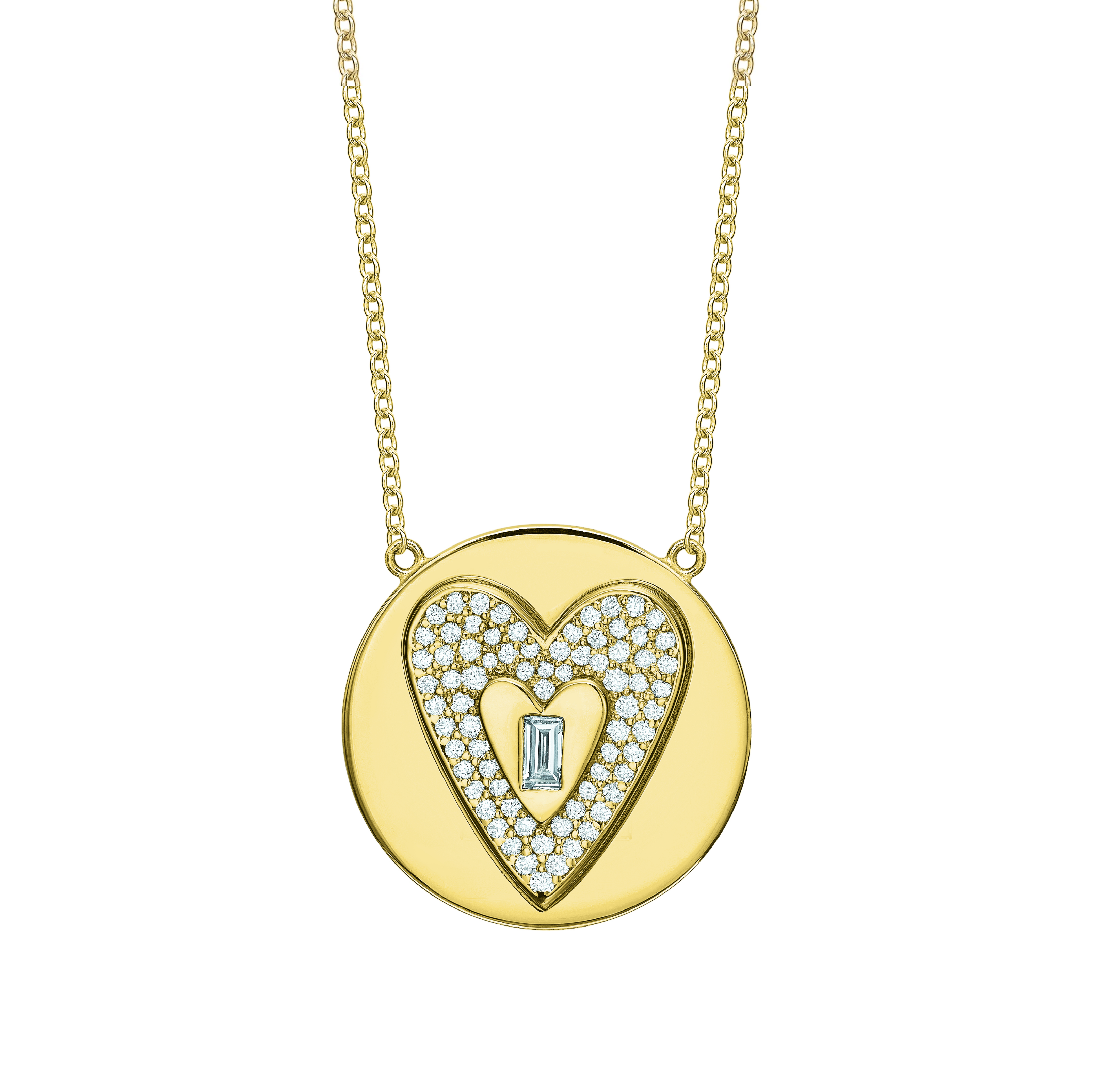 Golden Hearts Pavé Diamond Token Necklace Pendant Tracee Nichols   