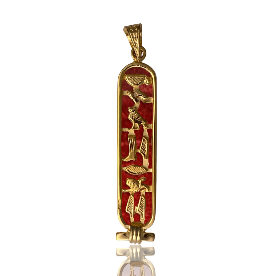 Coral Hieroglyphic Name Pendant Pendant Hey Babe Gold Plated Sterling Silver  