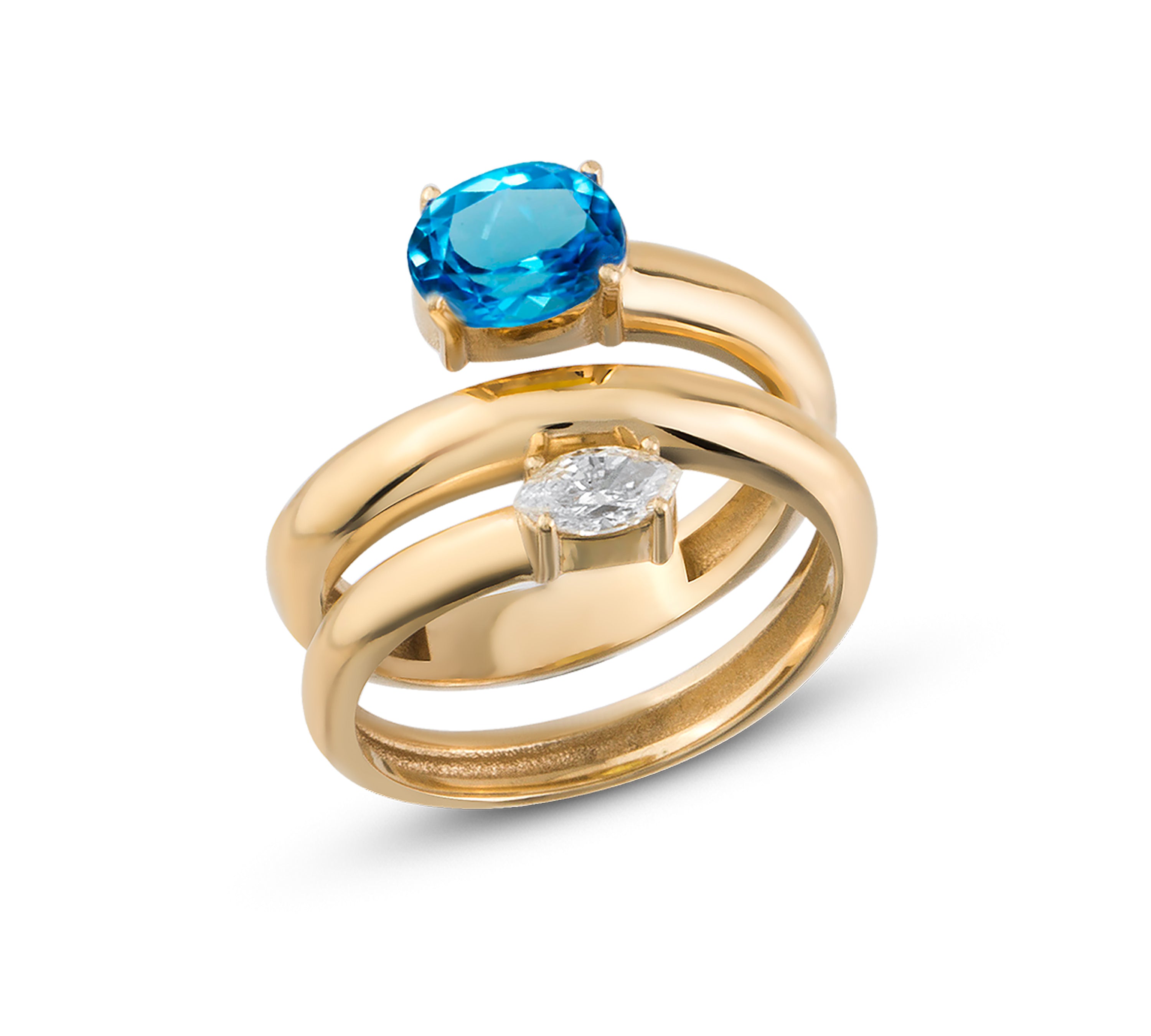 Duo Stoned Twist Ring Ring RITA Fine Jewelry Blue Topaz 6