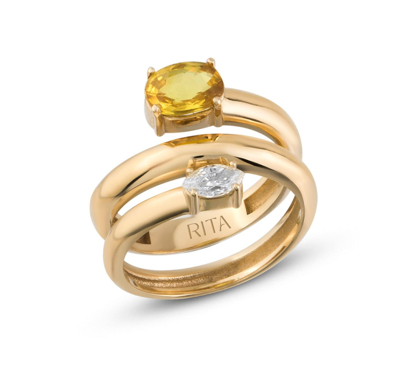 Duo Stoned Twist Ring Rings RITA Fine Jewelry   