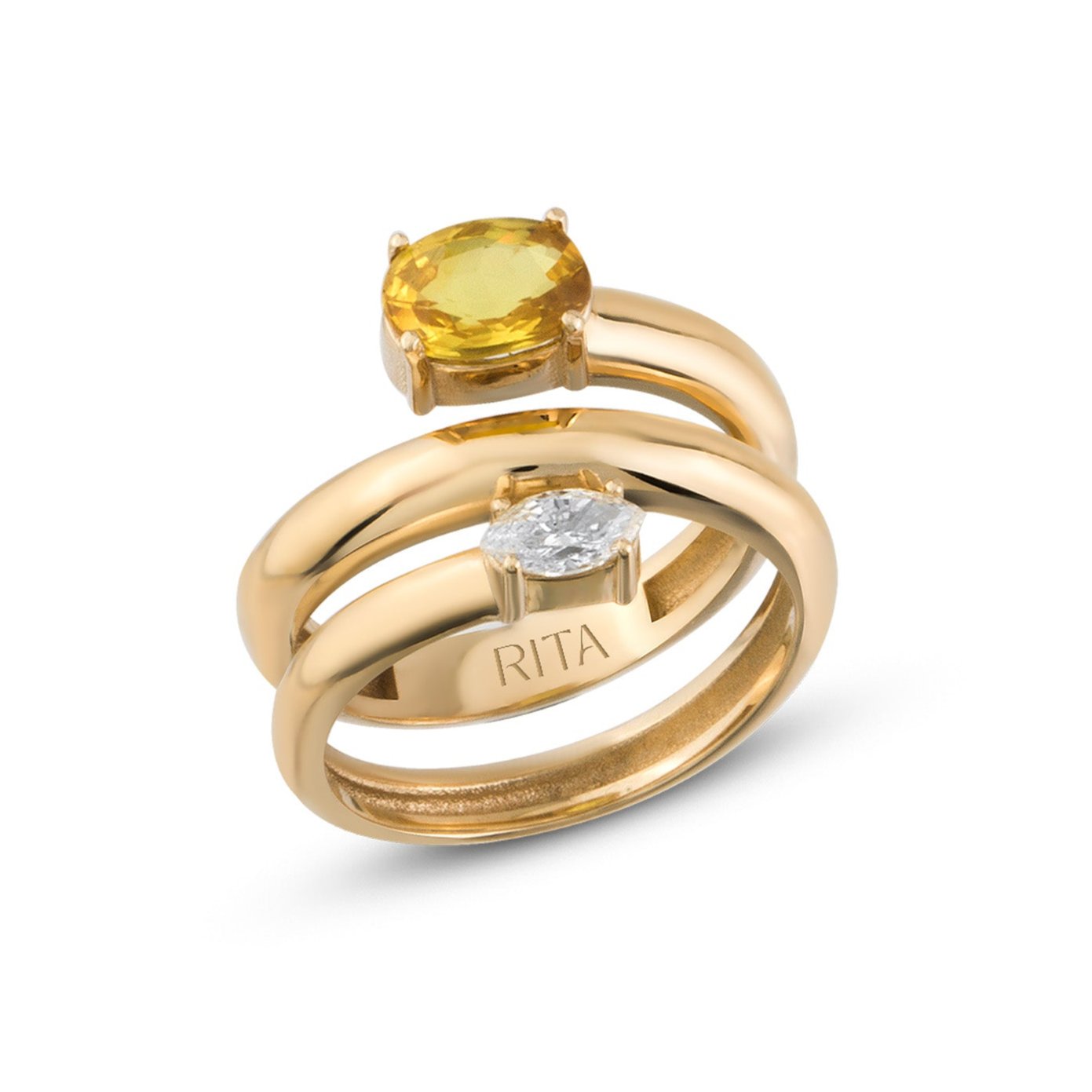 Duo Stoned Twist Ring Rings RITA Fine Jewelry   