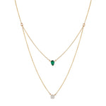 Emerald Diamond Duo Chain Pendant Necklace Necklace Ritique   