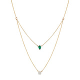 Emerald Diamond Duo Chain Pendant Necklace Necklace Ritique   