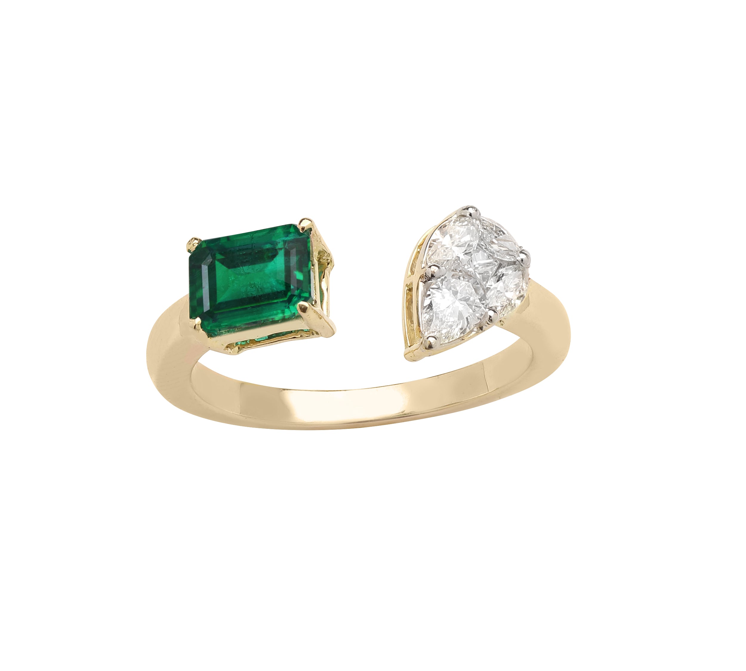 Emerald Diamond Duo Ring Rings Ritique 6  