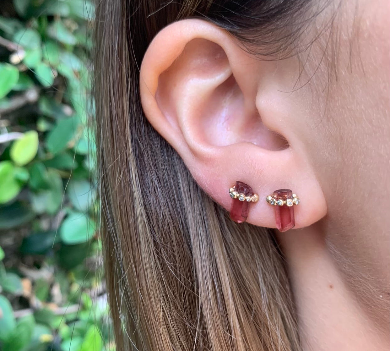 Tourmaline Crystal Studs Earrings Jill Hoffmeister   