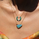 Malachite Horseshoe Necklace with Diamonds Pendant Elisabeth Bell Jewelry   