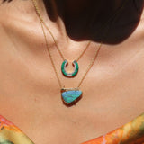 Malachite Horseshoe Necklace with Diamonds Pendant Elisabeth Bell Jewelry   